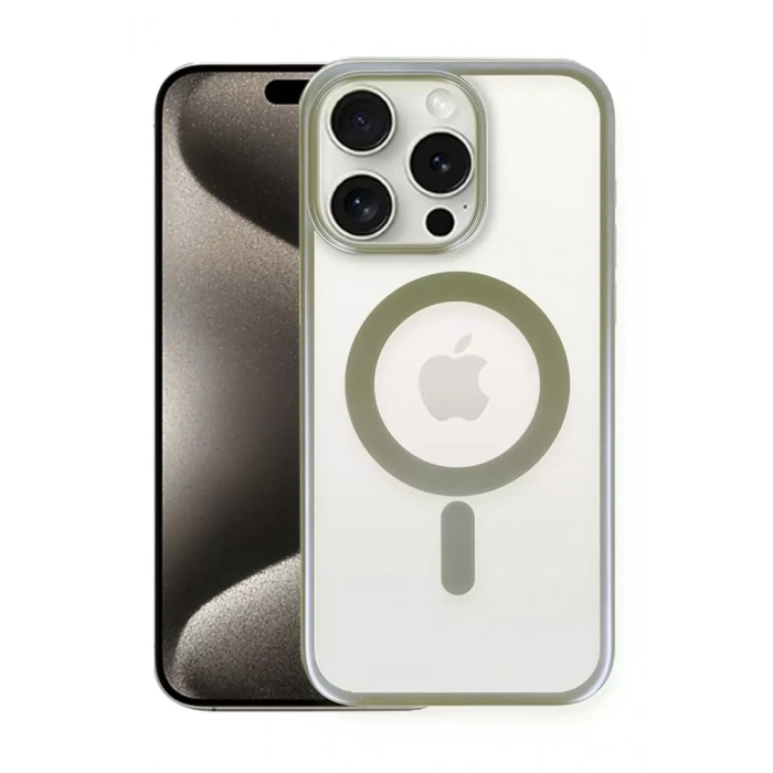 Apple iPhone 15 Pro Max Kılıf Erozi Magsafe Kapak - Gri