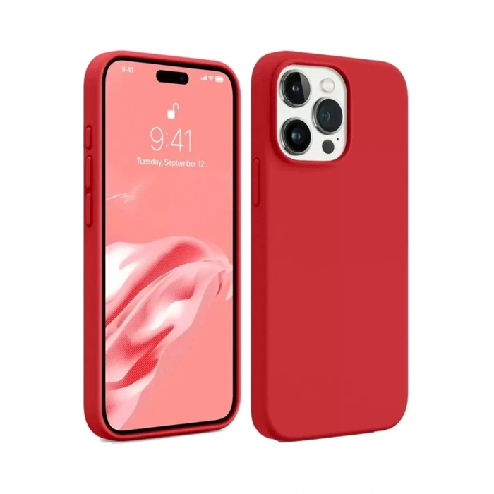 Apple iPhone 15 Pro Max Kılıf First Silikon - Kırmızı