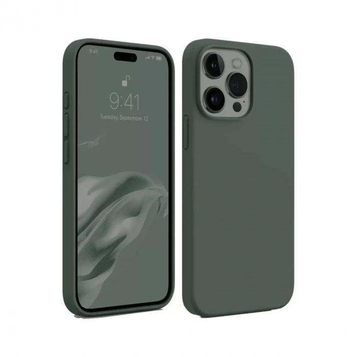 Apple iPhone 15 Pro Max Kılıf First Silikon - Koyu Yeşil