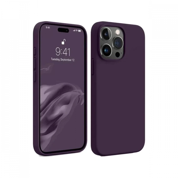 Apple iPhone 15 Pro Max Kılıf First Silikon - Mürdüm