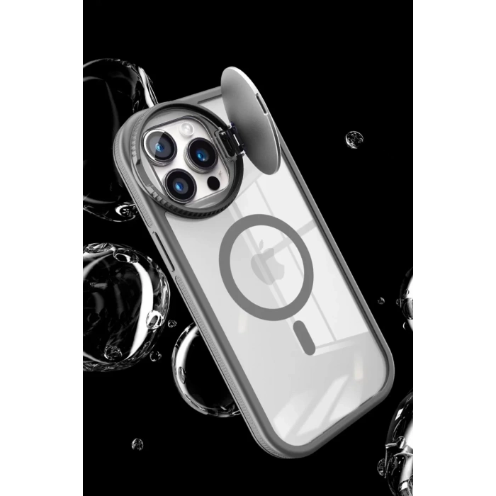 Apple iPhone 15 Pro Max Kılıf Teleskop Lens Magsafe Silikon Kapak - Koyu Yeşil