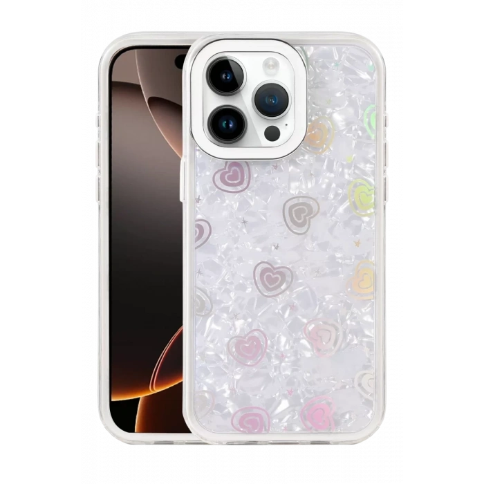 Apple iPhone 15 Pro Max Lumi Desenli Kapak - Beyaz