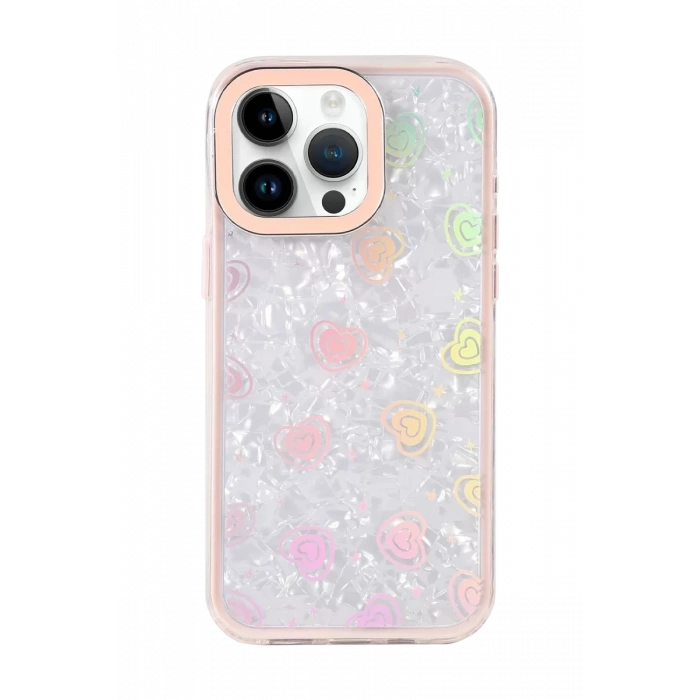 Apple iPhone 15 Pro Max Lumi Desenli Kapak - Pembe