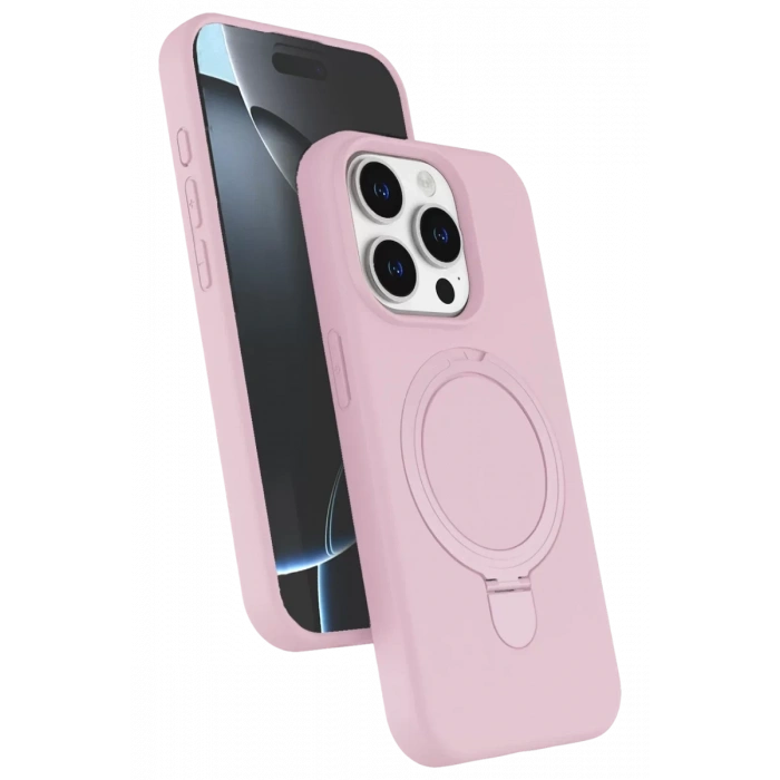 Apple iPhone 15 Pro Max Regal Magsafe Standlı Kapak - Açık Pembe