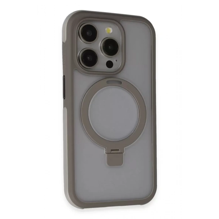 Apple iPhone 15 Pro Max Zorda Airbag Magsafe Standlı Kapak - Titan Gri