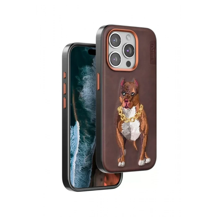Apple iPhone 15 Pro Perma Desenli Kapak - Kahverengi