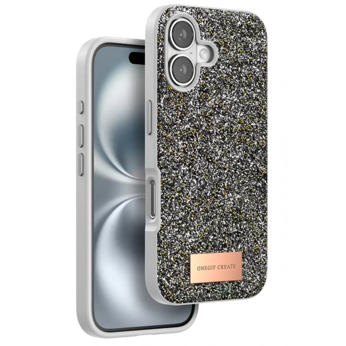 Apple iPhone 16 Bright Simli Kapak - Gümüş