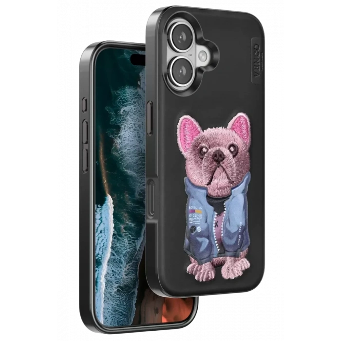 Apple iPhone 16 Cute Desenli Kapak - Siyah
