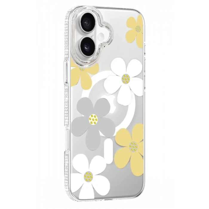 Apple iPhone 16 Floral Magsafe Kapak - Sarı