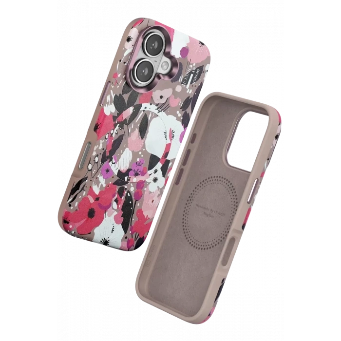 Apple iPhone 16 Flower Series Magsafe Kapak - Pembe