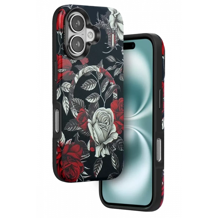 Apple iPhone 16 Flower Series Magsafe Kapak - Siyah