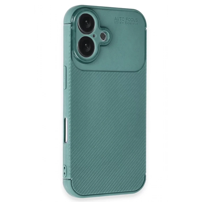 Apple iPhone 16 Kılıf Auto Focus Karbon Kapak - Koyu Yeşil