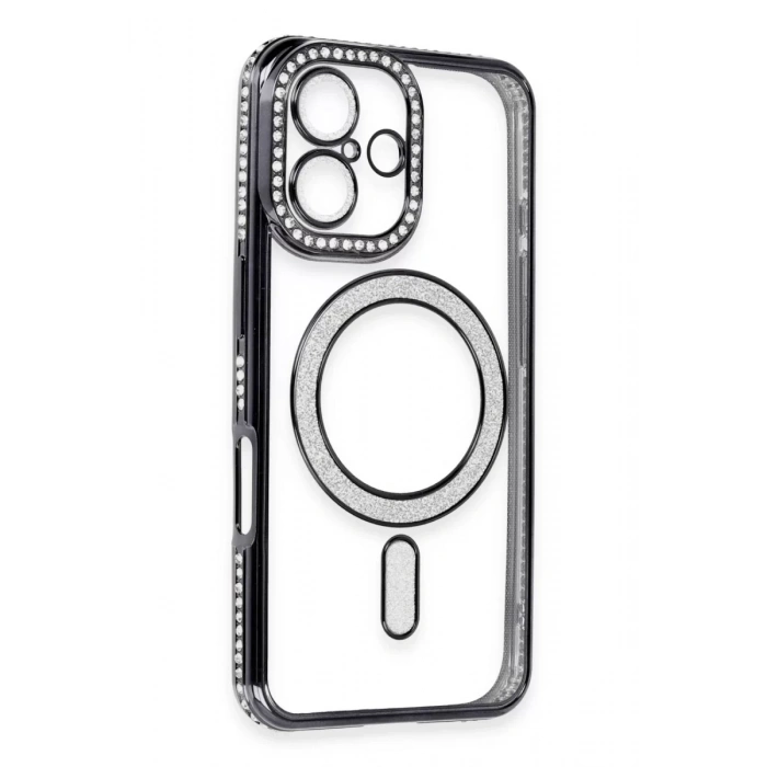 Apple iPhone 16 Kılıf Joke Simli Magneticsafe Kılıf - Siyah