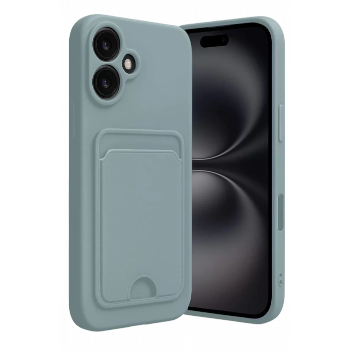 Apple iPhone 16 Kılıf Kelvin Kartvizitli Silikon - Açık Yeşil