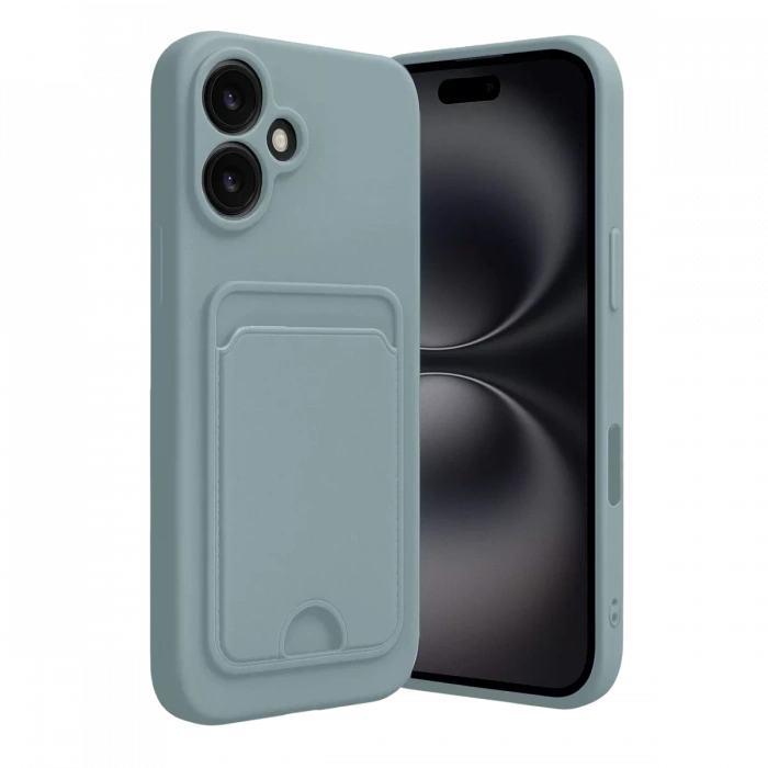 Apple iPhone 16 Kılıf Kelvin Kartvizitli Silikon - Açık Yeşil