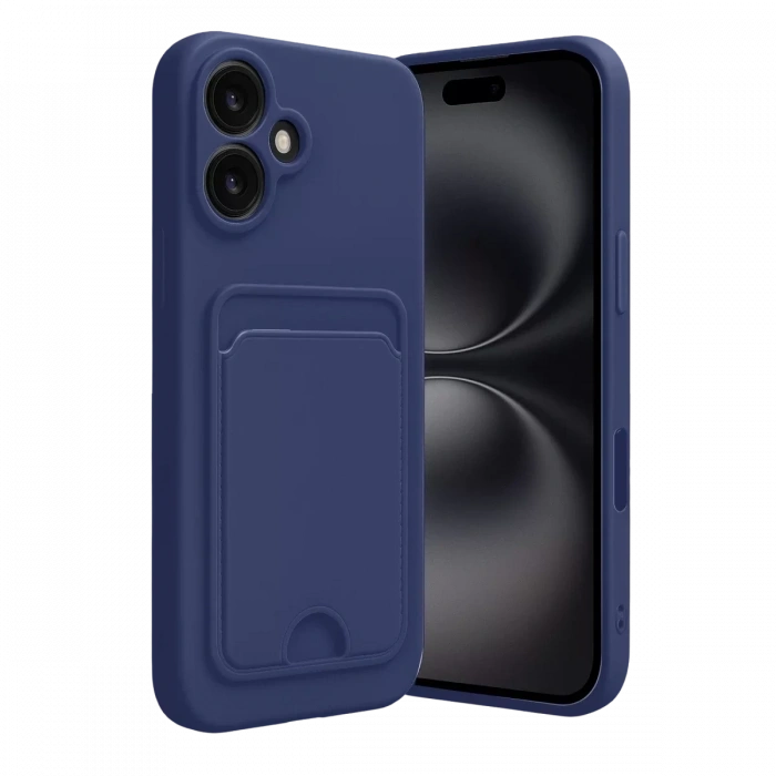 Apple iPhone 16 Kılıf Kelvin Kartvizitli Silikon - Lacivert