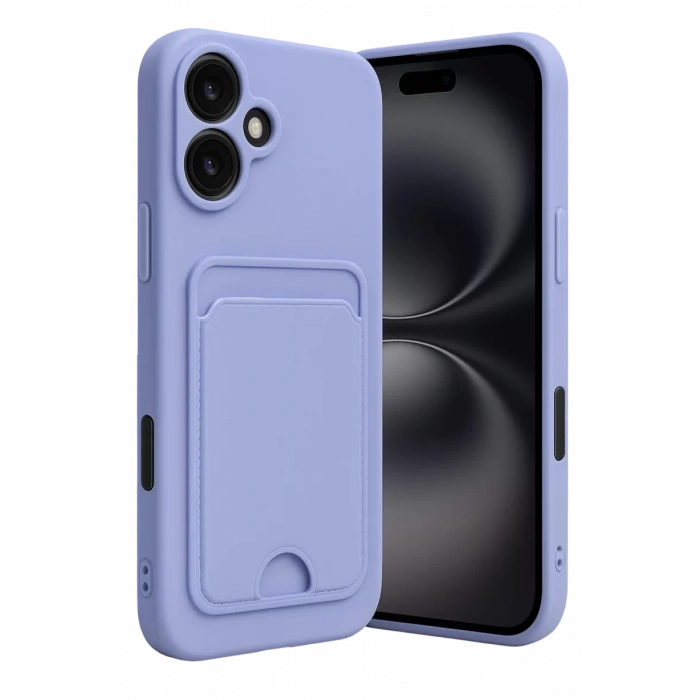 Apple iPhone 16 Kılıf Kelvin Kartvizitli Silikon - Lila