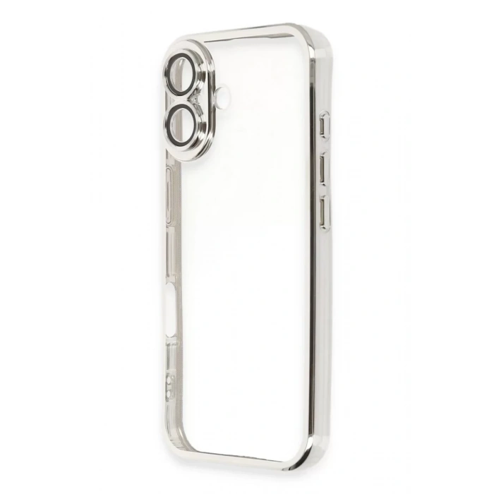 Apple iPhone 16 Kılıf Lensli Silikon - Gümüş