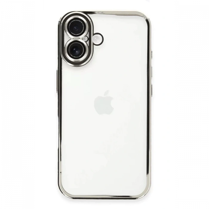 Apple iPhone 16 Kılıf Lensli Silikon - Gümüş