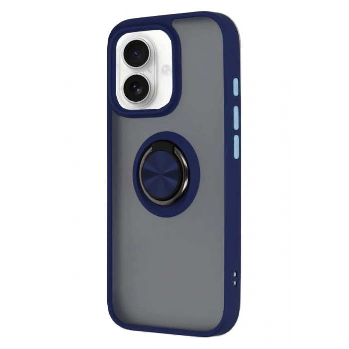 Apple iPhone 16 Kılıf Montreal Yüzüklü Silikon Kapak - Lacivert