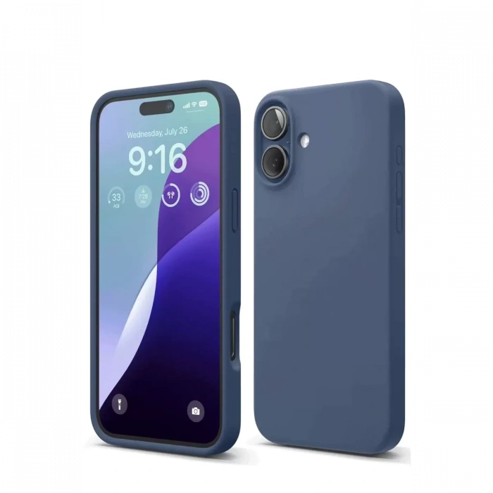 Apple iPhone 16 Kılıf Nano içi Kadife Silikon - Lacivert