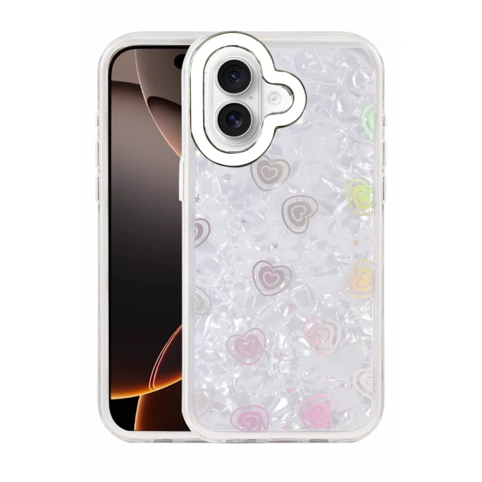 Apple iPhone 16 Lumi Desenli Kapak - Beyaz