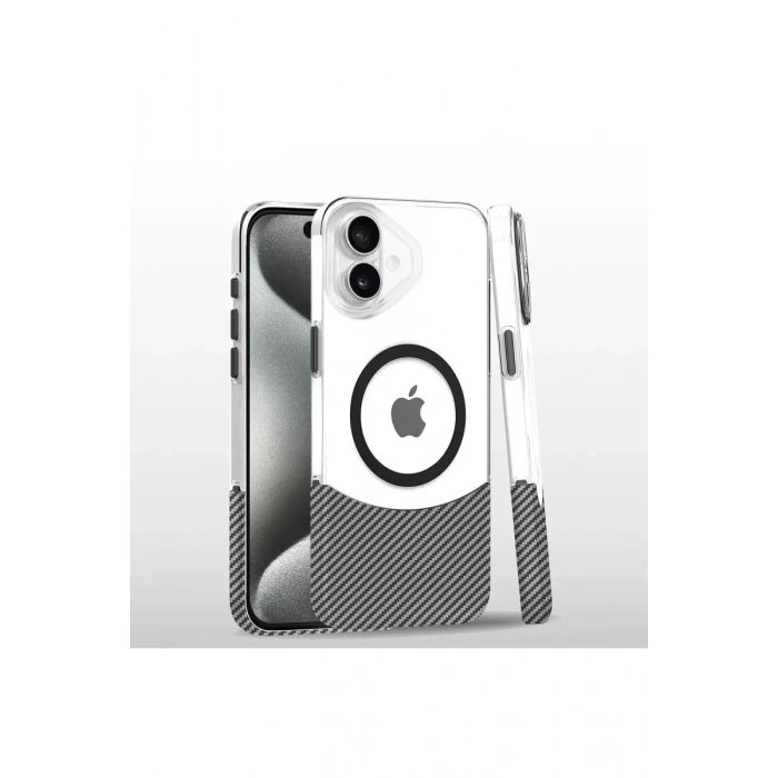 Apple iPhone 16 Plus Carbon Puzzle Magsafe Kapak - Beyaz
