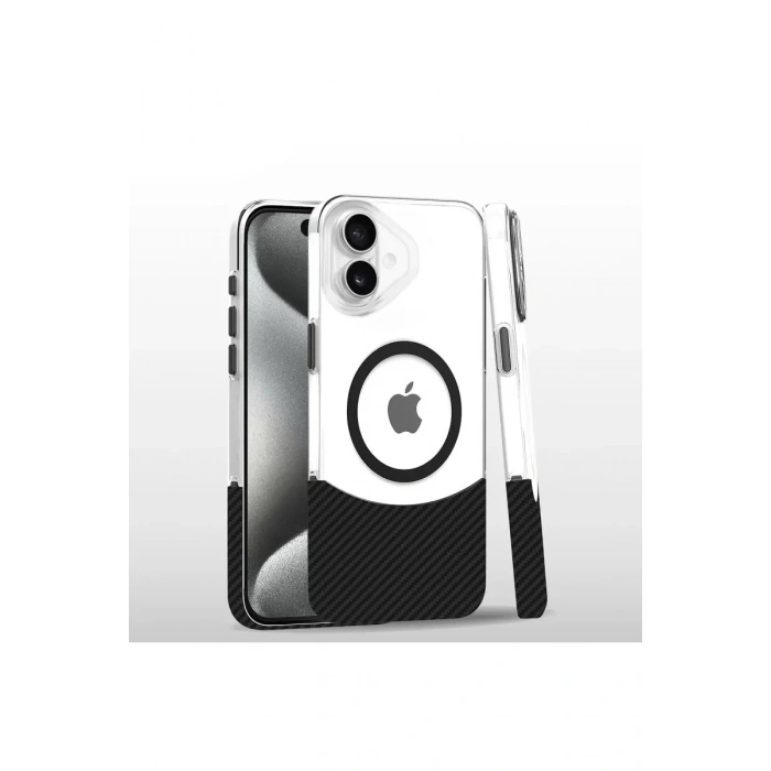 Apple iPhone 16 Plus Carbon Puzzle Magsafe Kapak - Siyah-2