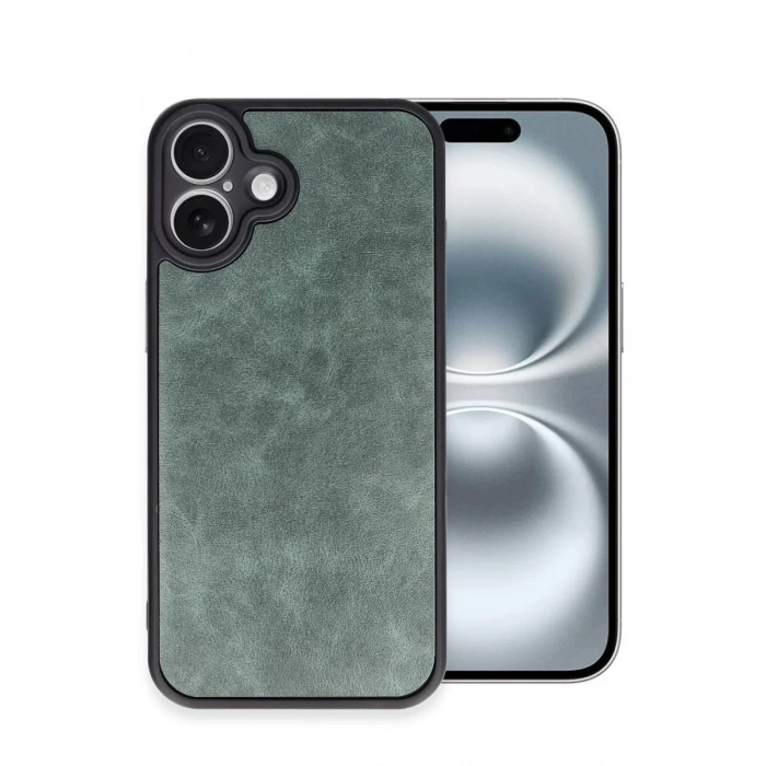 Apple iPhone 16 Plus Kılıf Aras Deri Kapak - Koyu Yeşil
