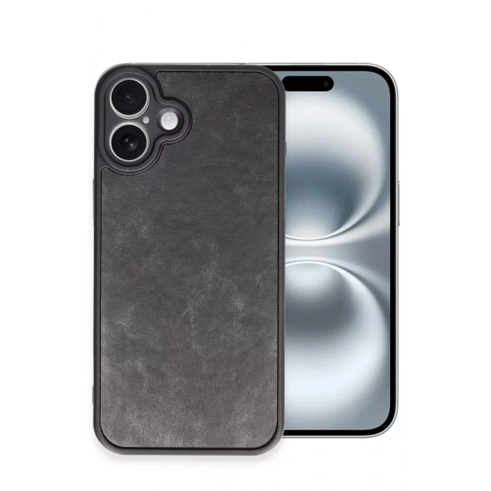 Apple iPhone 16 Plus Kılıf Aras Deri Kapak - Siyah