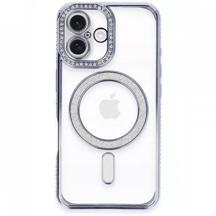 Apple iPhone 16 Plus Kılıf Joke Simli Magneticsafe Kılıf - Mavi