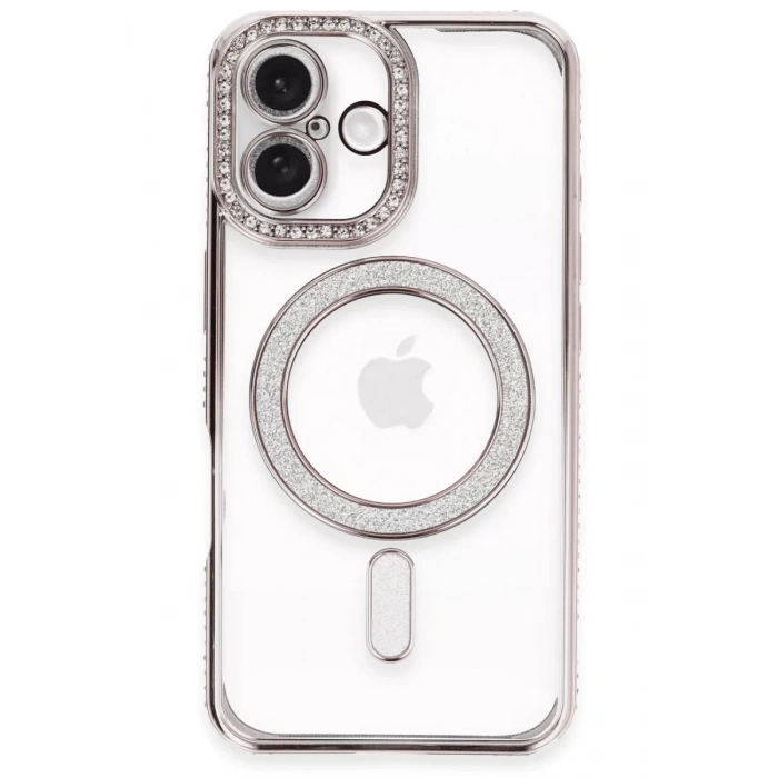Apple iPhone 16 Plus Kılıf Joke Simli Magneticsafe Kılıf - Pembe