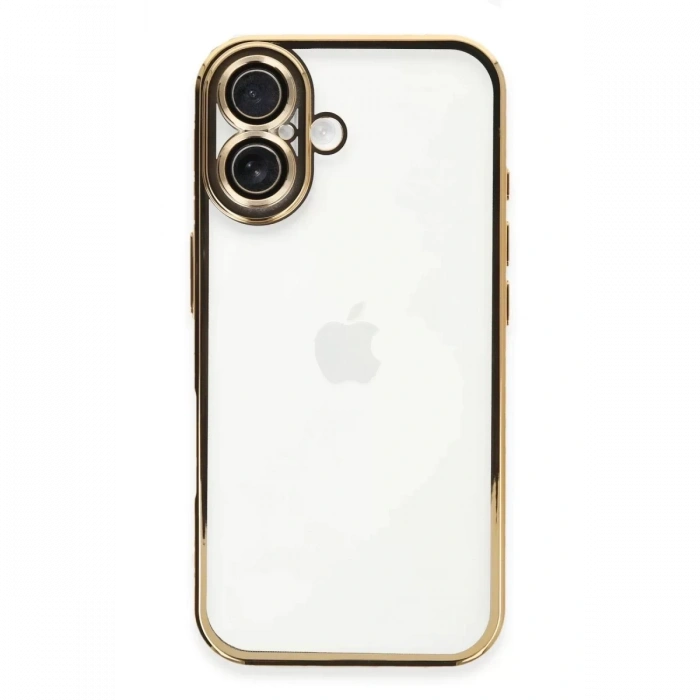 Apple iPhone 16 Plus Kılıf Lensli Silikon - Gold