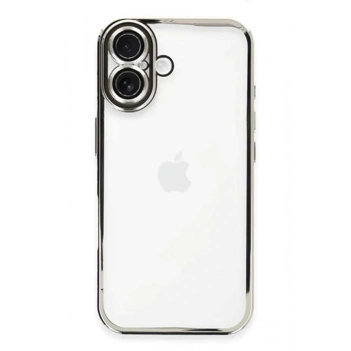 Apple iPhone 16 Plus Kılıf Lensli Silikon - Gümüş