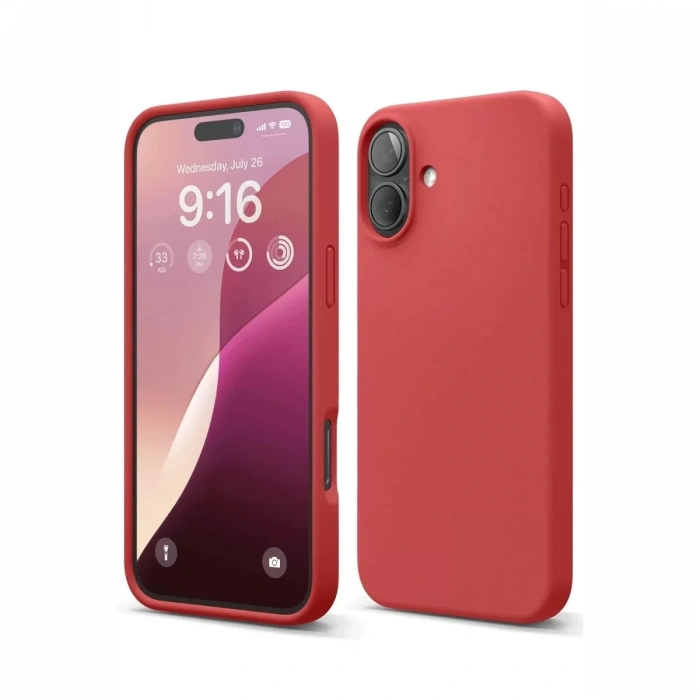 Apple iPhone 16 Plus Kılıf Nano içi Kadife Silikon - Kırmızı
