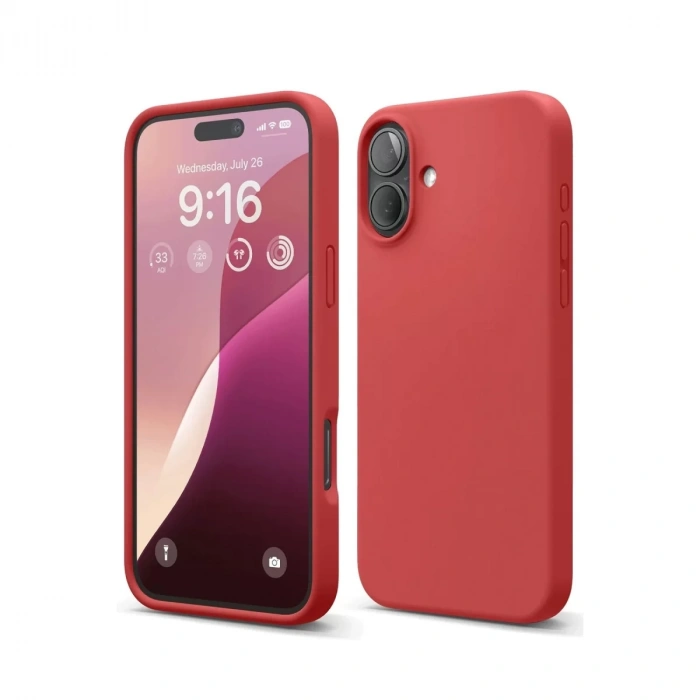 Apple iPhone 16 Plus Kılıf Nano içi Kadife Silikon - Kırmızı