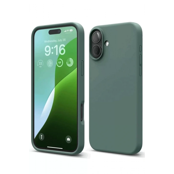Apple iPhone 16 Plus Kılıf Nano içi Kadife Silikon - Koyu Yeşil