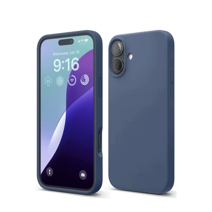 Apple iPhone 16 Plus Kılıf Nano içi Kadife Silikon - Lacivert