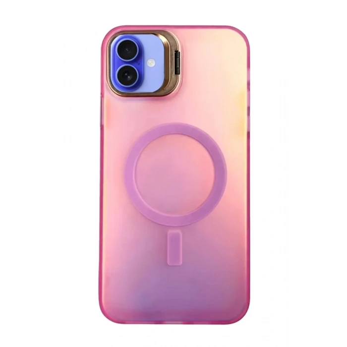 Apple iPhone 16 Plus Kılıf Primera Magsafe Standlı Kapak - Pembe
