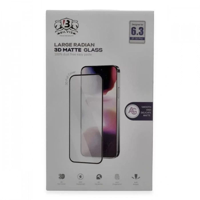 Apple iPhone 16 Pro Bilvis 3D Mat Cam Ekran Koruyucu