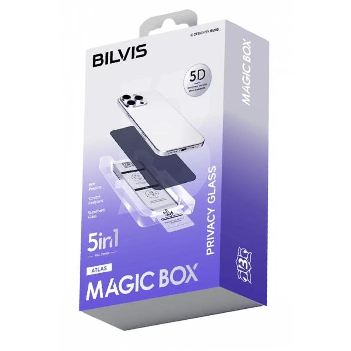 Apple iPhone 16 Pro Bilvis 5in1 5D Magic Hayalet Cam Ekran Koruyucu - Siyah