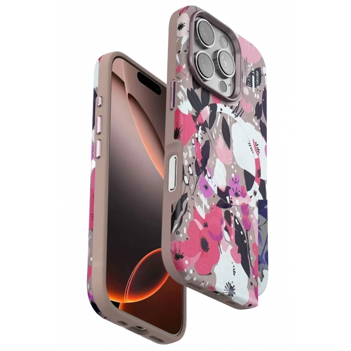 Apple iPhone 16 Pro Flower Series Magsafe Kapak - Pembe