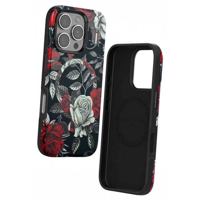 Apple iPhone 16 Pro Flower Series Magsafe Kapak - Siyah