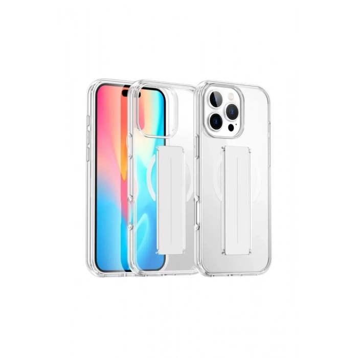 Apple iPhone 16 Pro Kılıf Alfa Magsafe Standlı Kapak - Şeffaf