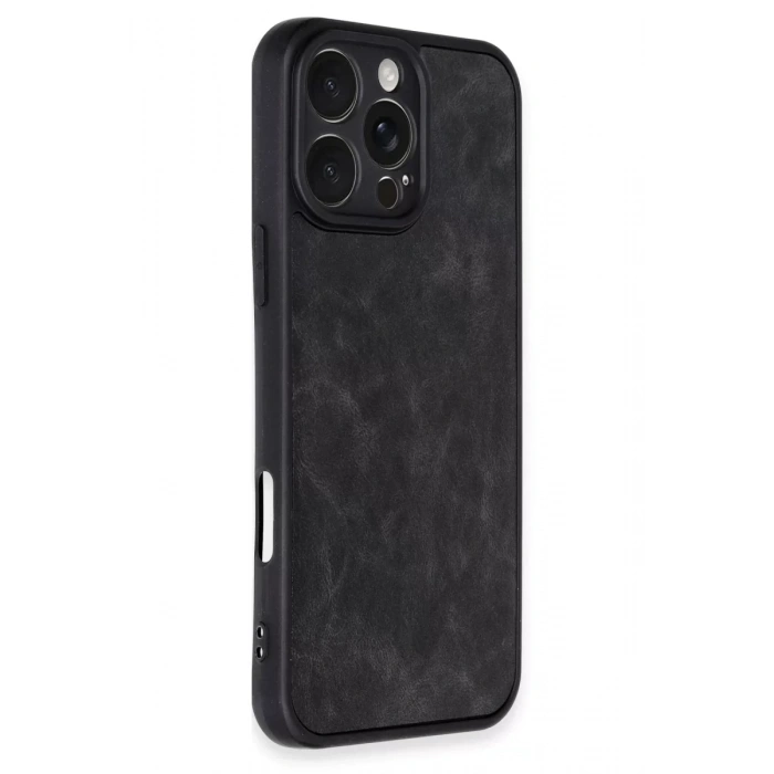 Apple iPhone 16 Pro Kılıf Aras Deri Kapak - Siyah