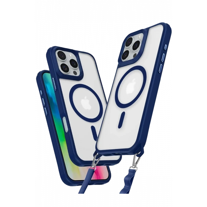 Apple iPhone 16 Pro Kılıf Enka Magsafe Silikon Kılıf - Lacivert