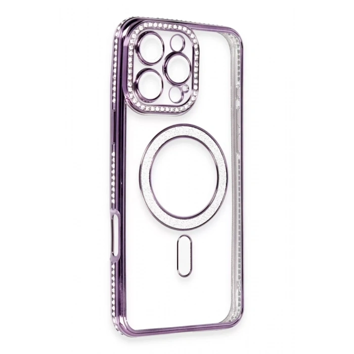 Apple iPhone 16 Pro Kılıf Joke Simli Magneticsafe Kılıf - Derin Mor