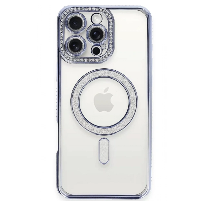 Apple iPhone 16 Pro Kılıf Joke Simli Magneticsafe Kılıf - Mavi