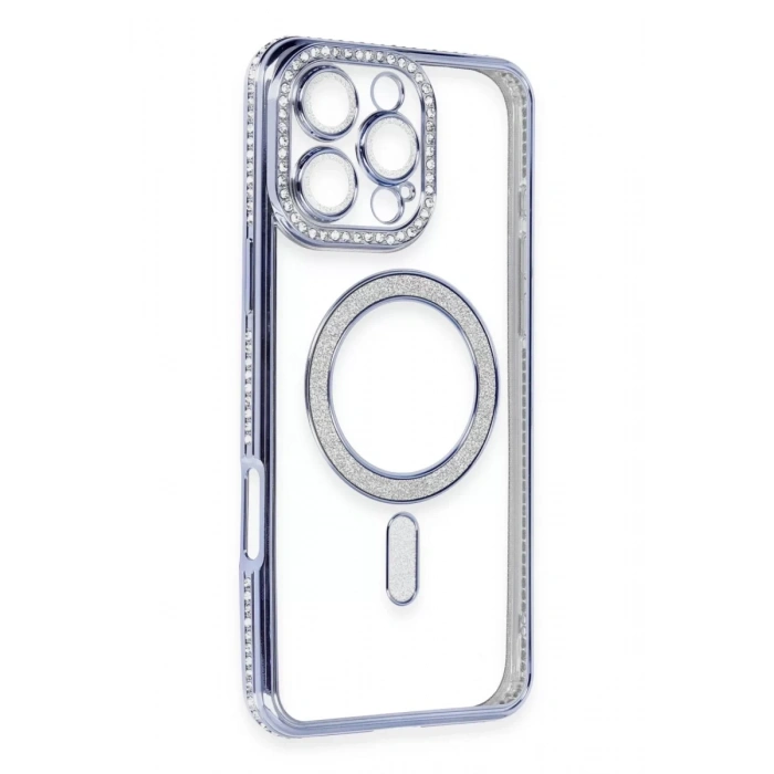 Apple iPhone 16 Pro Kılıf Joke Simli Magneticsafe Kılıf - Mavi