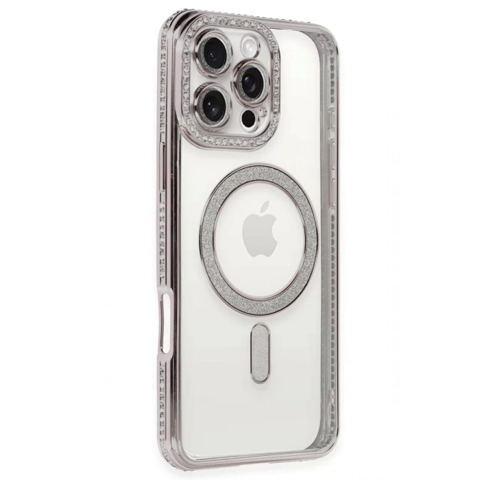Apple iPhone 16 Pro Kılıf Joke Simli Magneticsafe Kılıf - Pembe